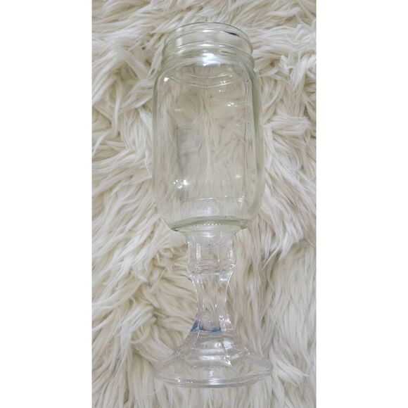 Country Style Qaulity Mason Jar Goblets Wine Glass Clear Pedistal - Picture 4 of 7